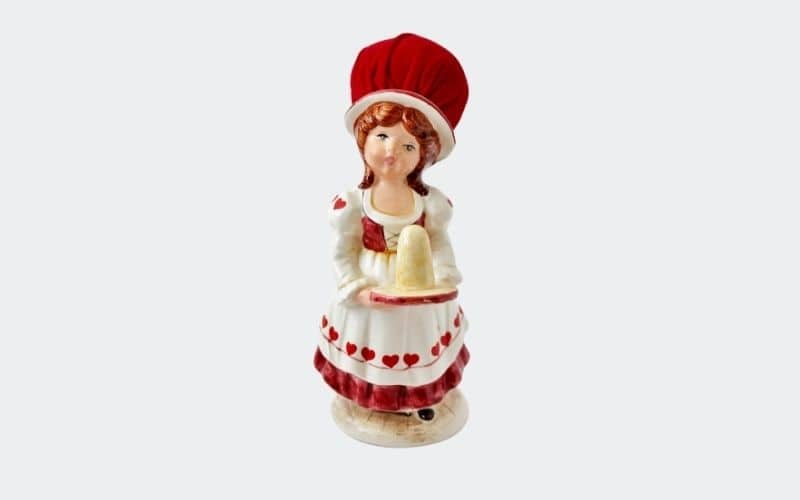 ceramic girl with red velvet hat