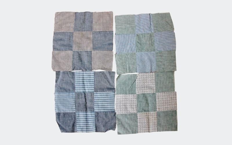 shades of blue quilted squares