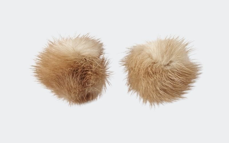 brown furry ball clip on earrings