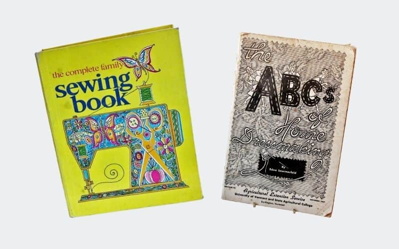 yellow sewing book and ABC sewing pamphlet