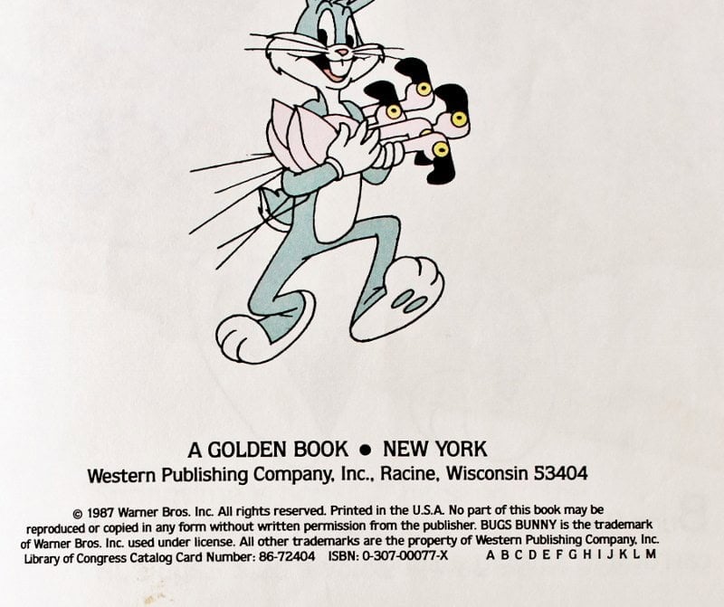 copyright page of little golden book showing bugs bunny
