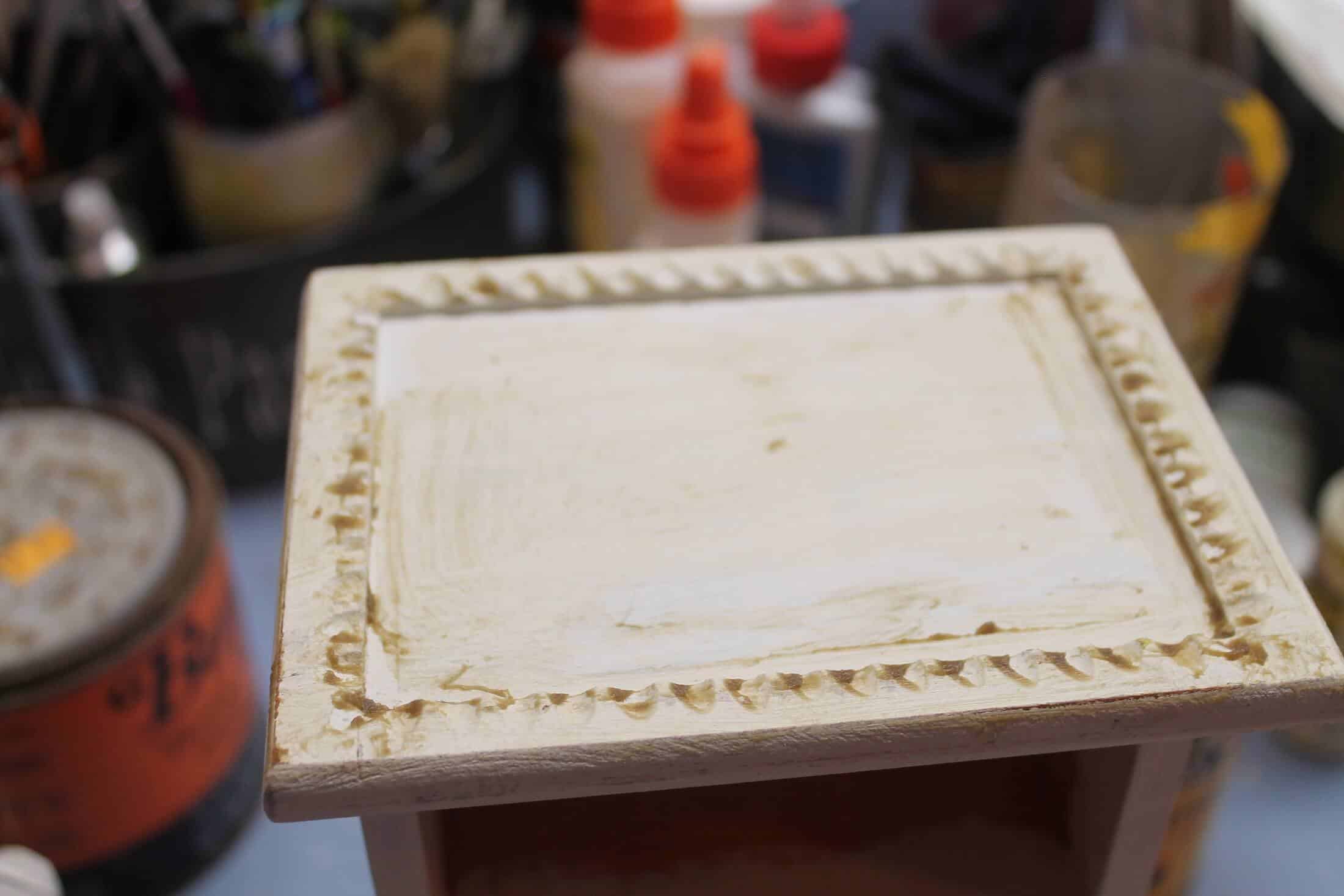 one coat of dark wax