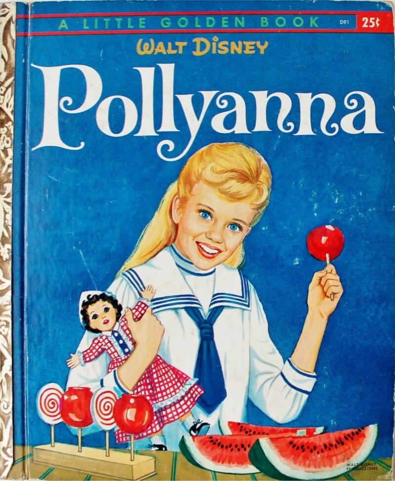 Pollyanna little golden book Pollyanna little golden book shows blonde girl with lollypop