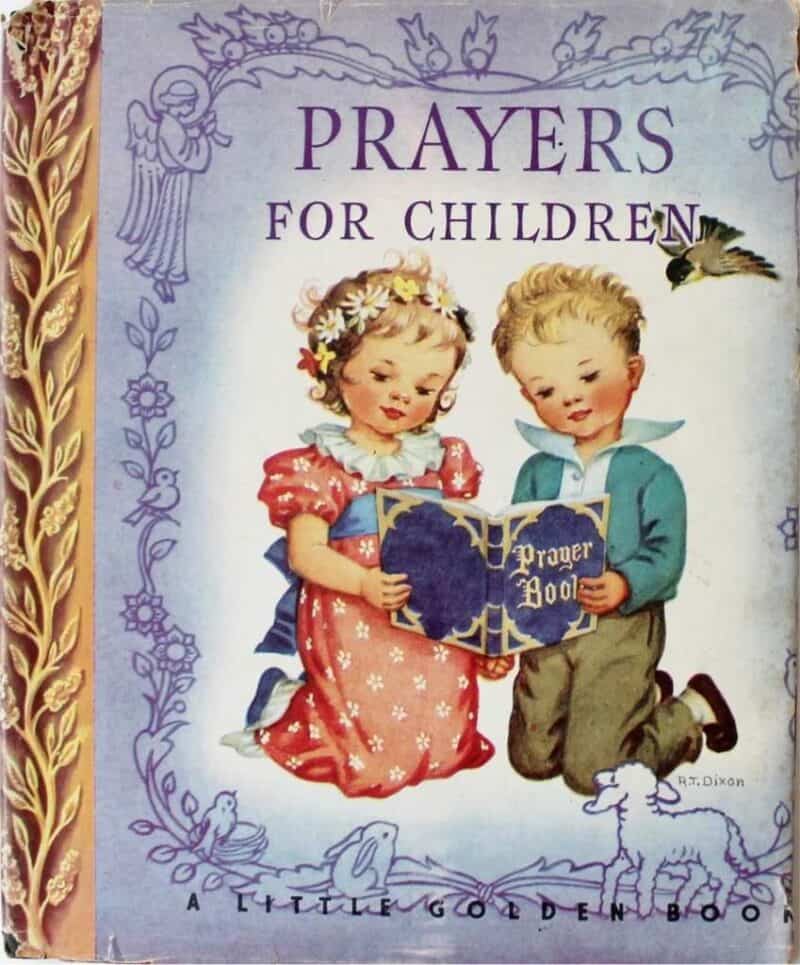 Prayers for Children little golden book Prayers for Children little golden book with dust jacket shows two children kneeling in prayer