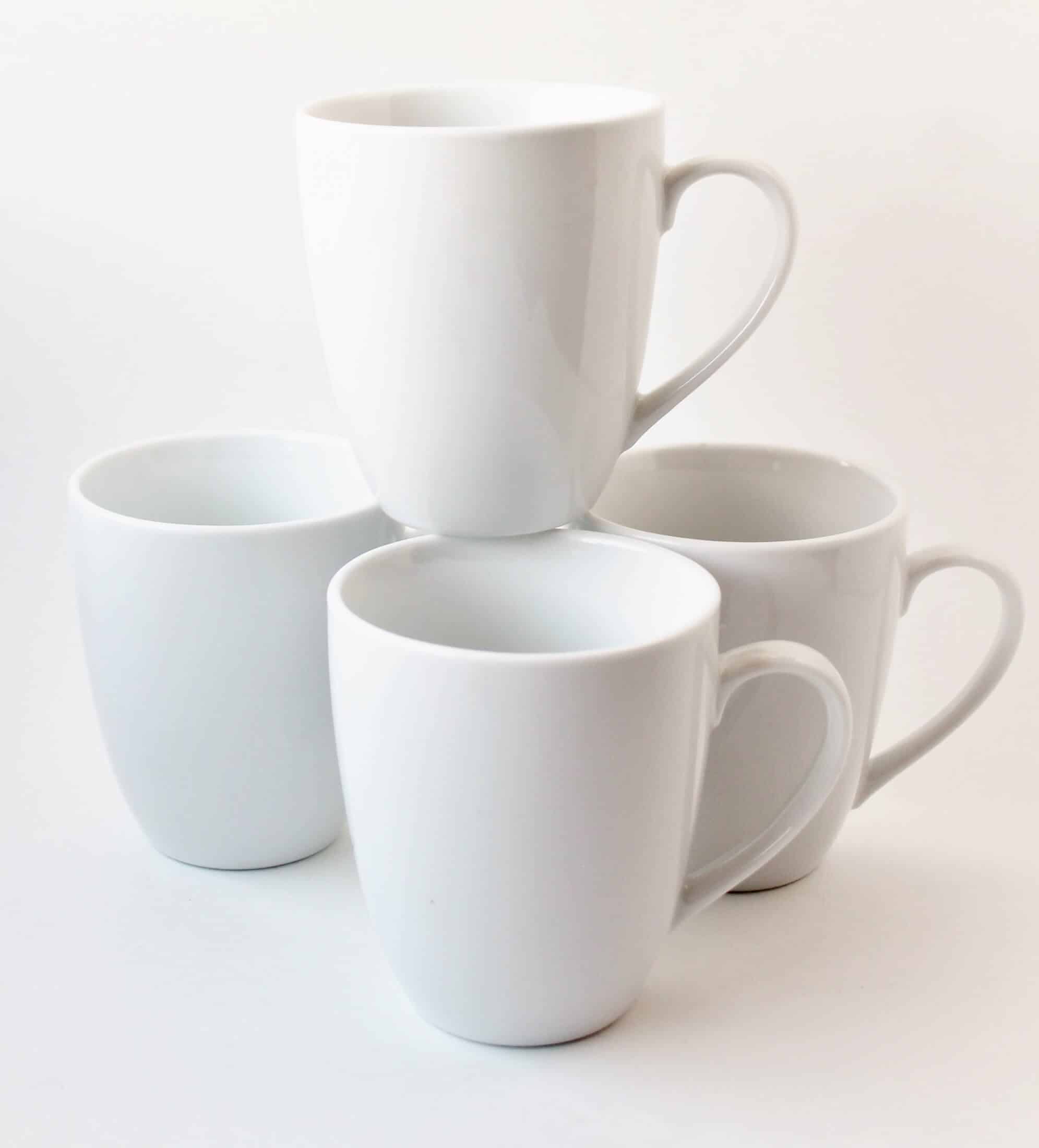 thrifted white mugs