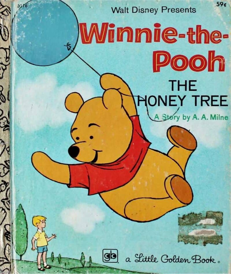 Winnie-the-Pooh and the honey tree little golden book Winnie the Pooh little golden book: pooh in the air holding a balloon