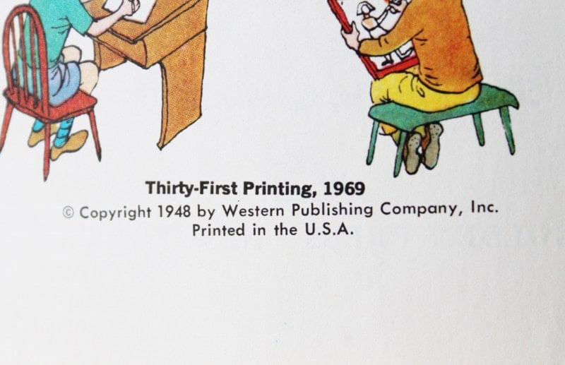 Copyright page of little golden book
