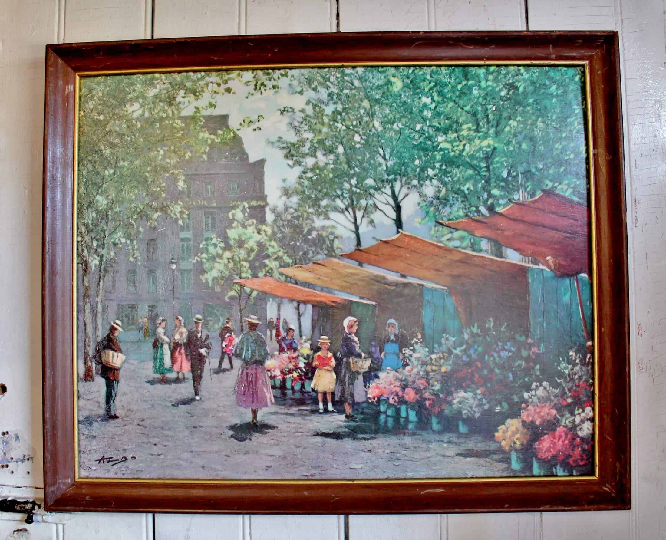 print on board of flower market