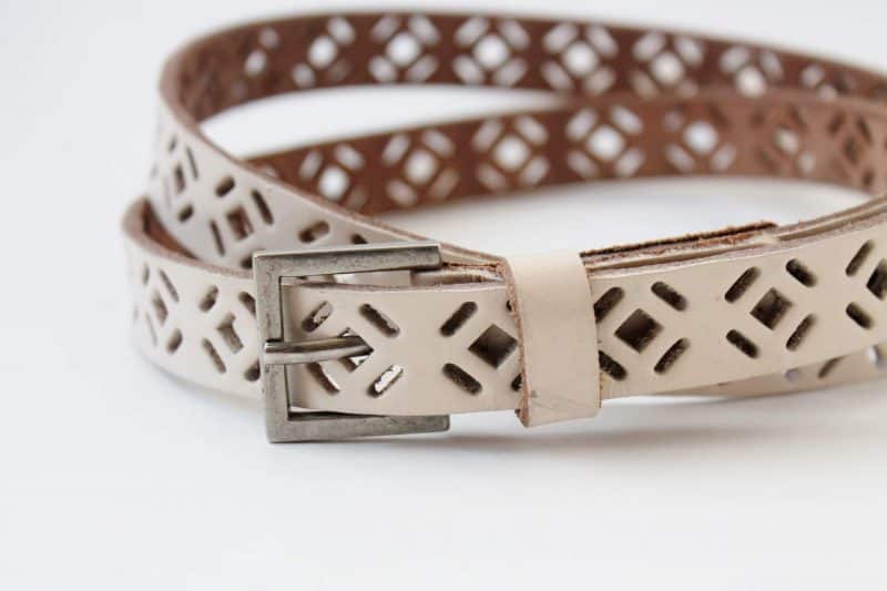 white leather belt
