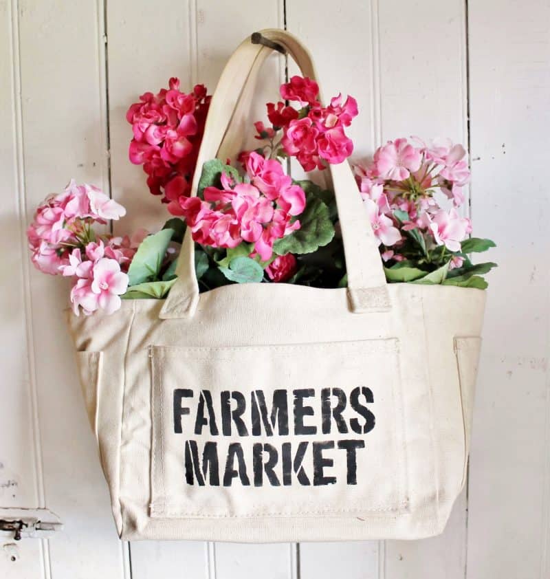thrifted farmers market canvas bag