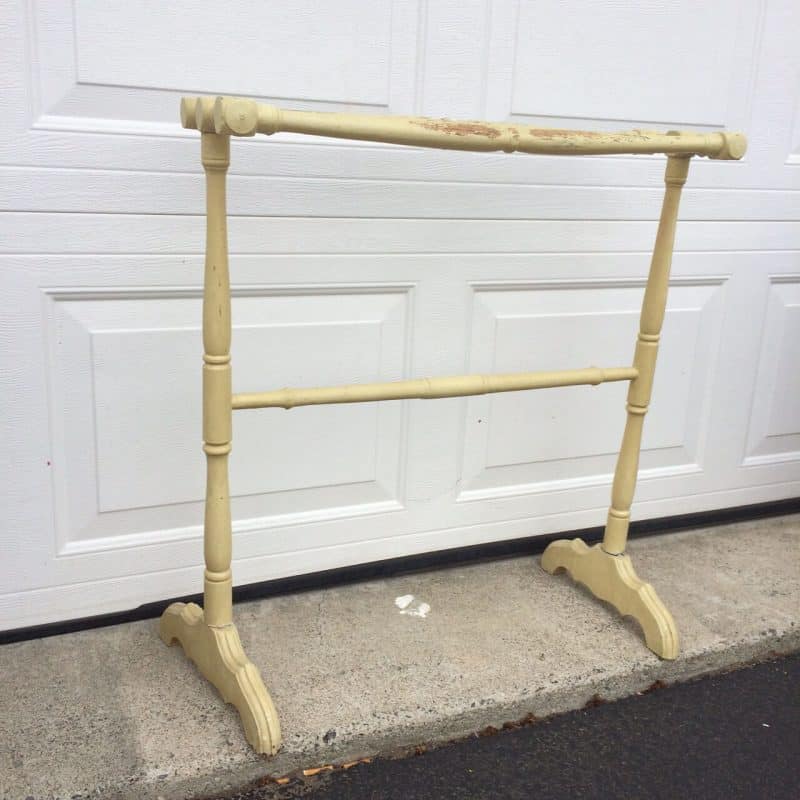 vintage yellow quilt rack
