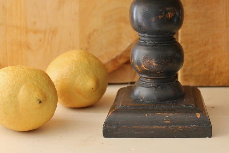 base of tiered stand with lemons