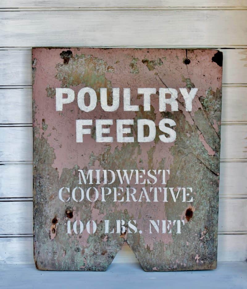 poultry feeds sign on chippy wood