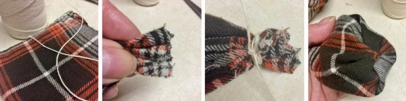 how to close up the end of a flannel pumpkin