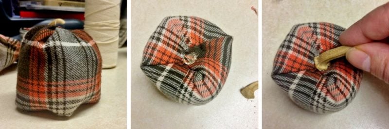 final touches to flannel pumpkin