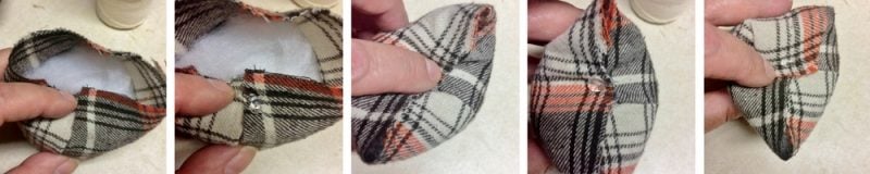 how to glue the bottom of a flannel pumpkin