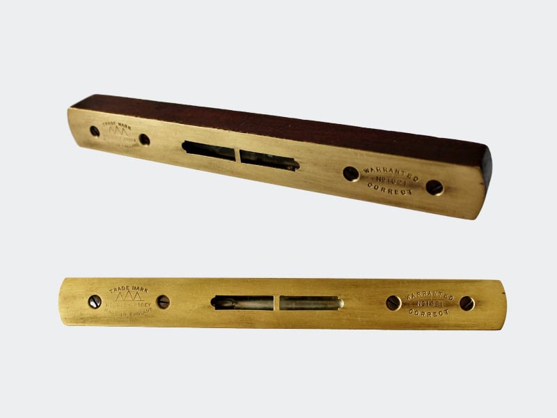 Brass and wood level