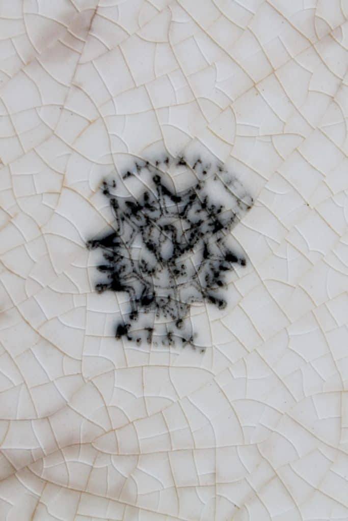 K, T, & K mark on antique ironstone platter