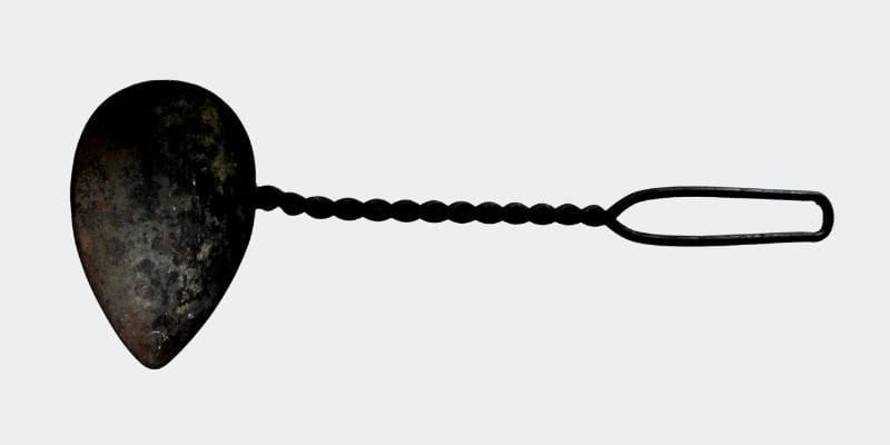 spoon with spout and twisted wire handle