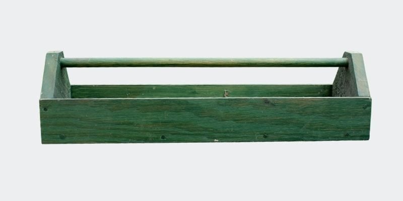 Long wooden tool box in green
