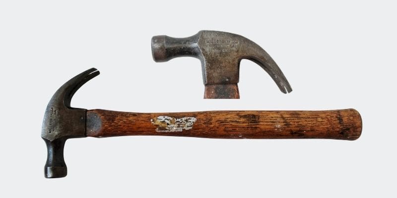 Claw hammer with close up of maker: Millers Crossing