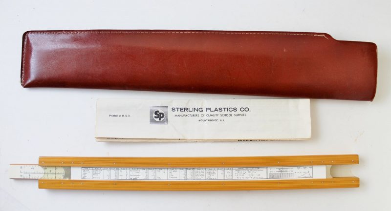 vintage slide rule with case