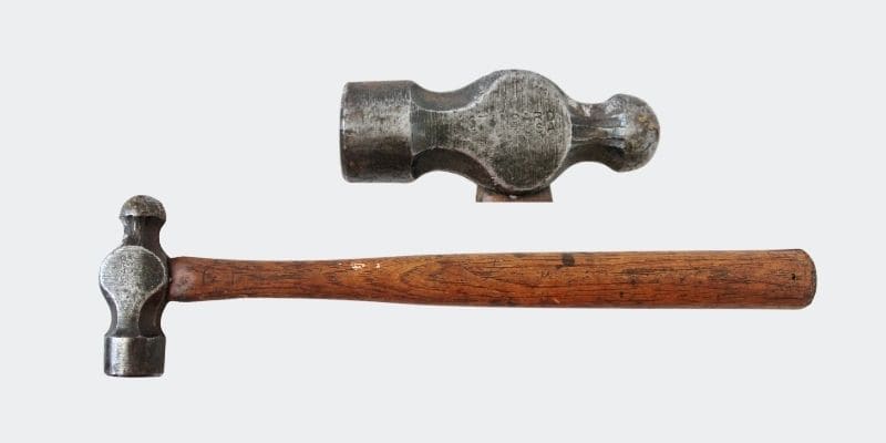 Ball peen hammer with close up of brand: Standard