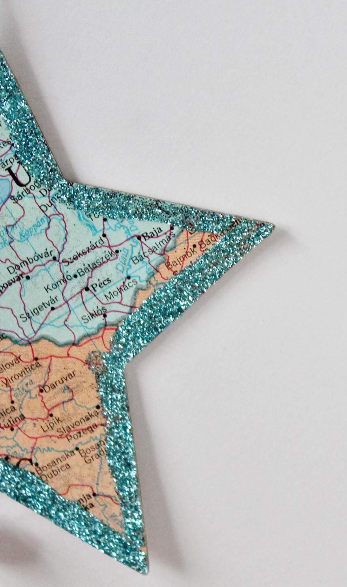 close up of glitter on atlas star