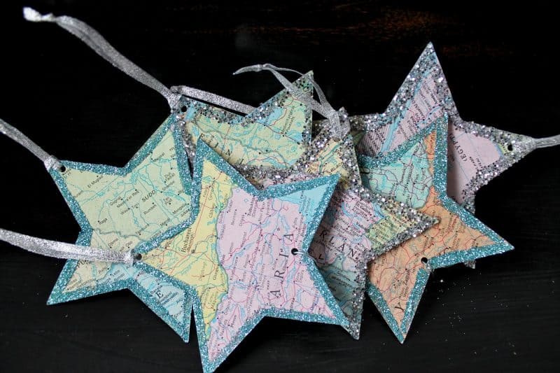 vintage atlas paper stars in bowl