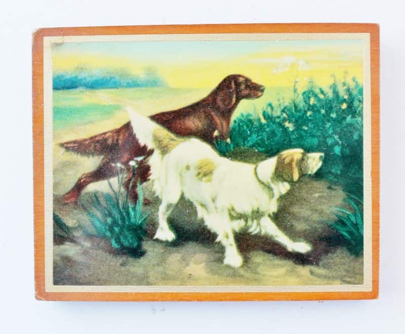 vintage dog print on wood