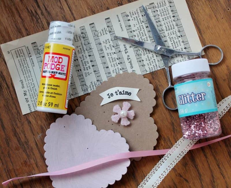 supplies to make glittery valentines