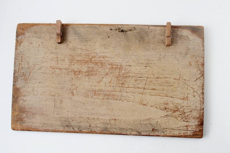vintage wood with mini clothespins glued on