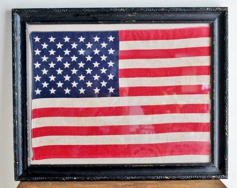 framed vintage flag