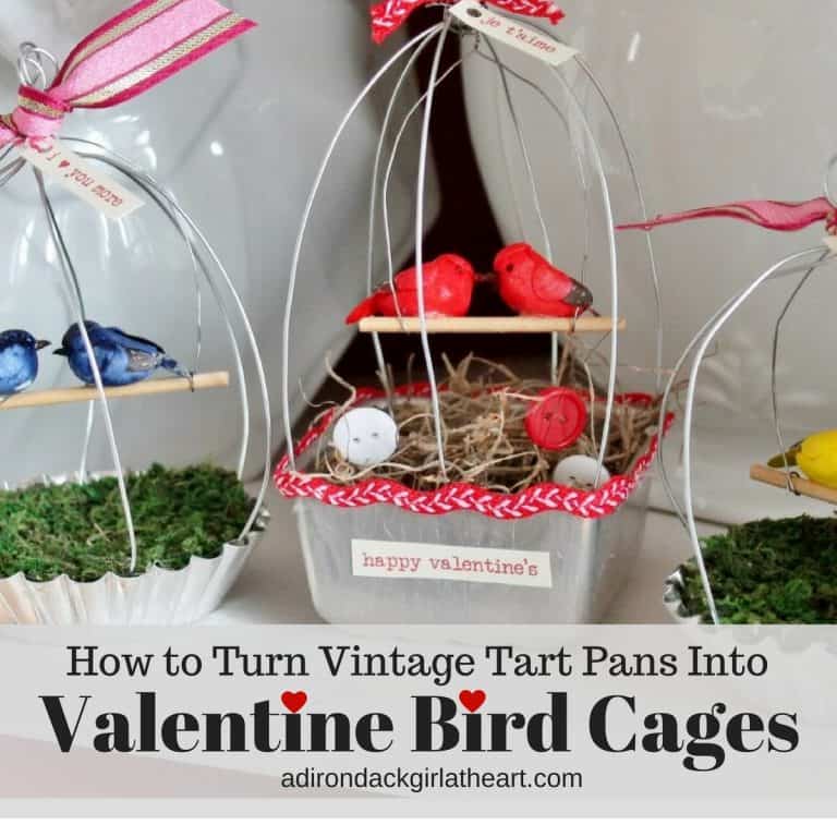 how to turn vintage tart pans into valentine bird cages adirondackgirlatheart.com
