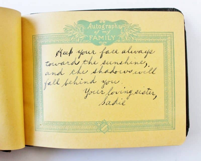 page from a vintage autograph book