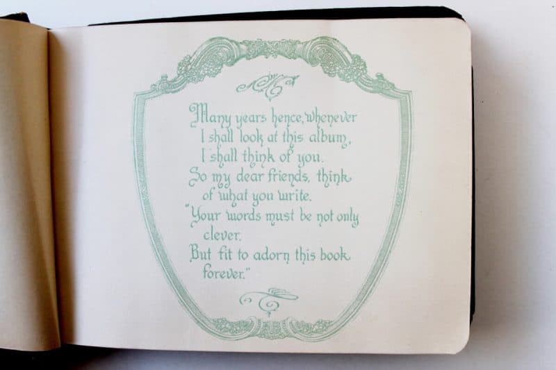 cover page of vintage autograph book