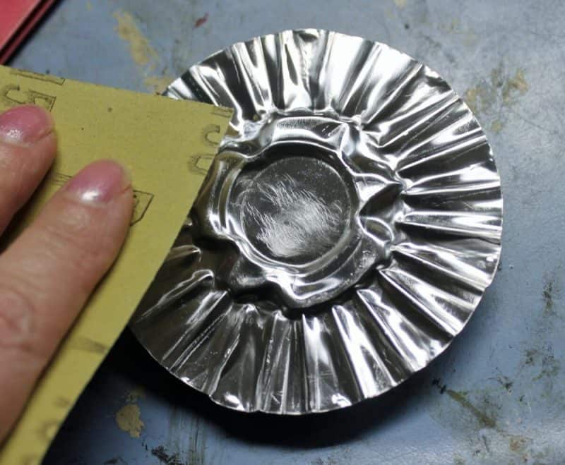 sanding back of tart tin