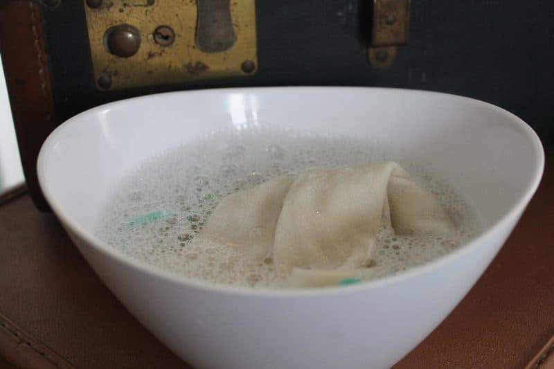 soapy water for washing luggage