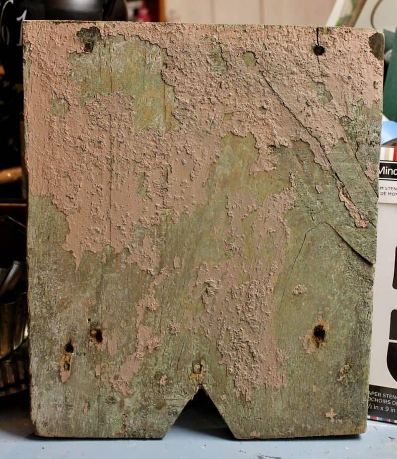 One side of an old bench 