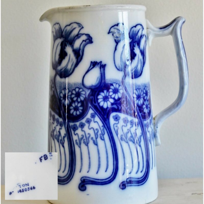 Flow Blue Antique Pitcher 
