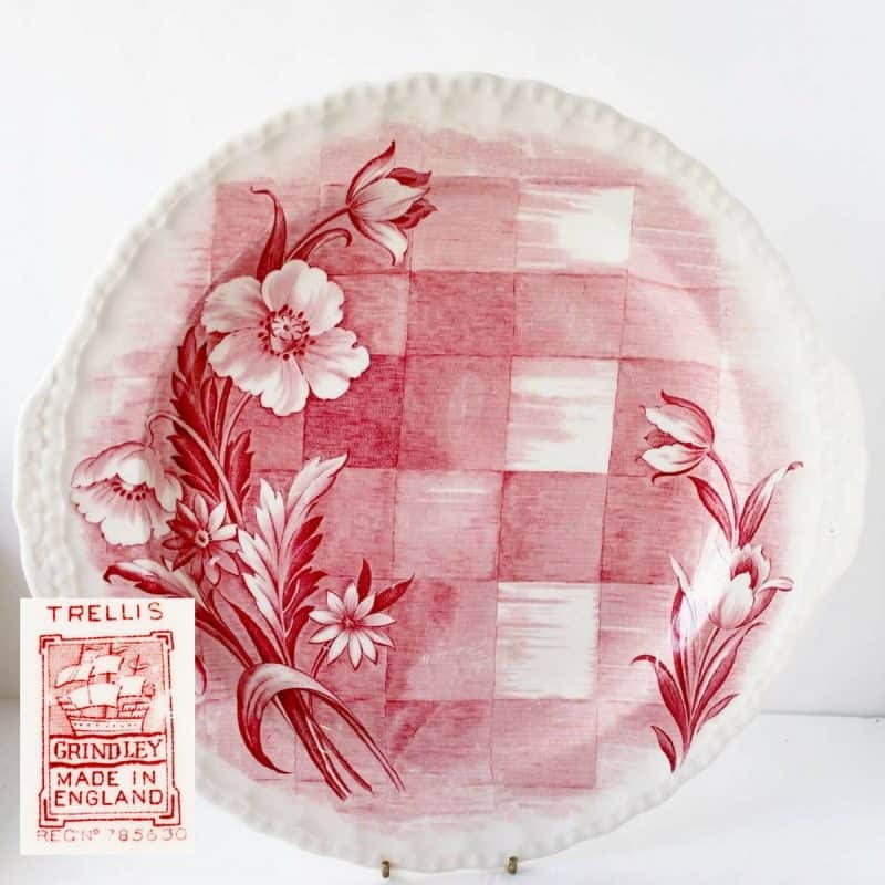 Grindley England Trellis pattern red transferware