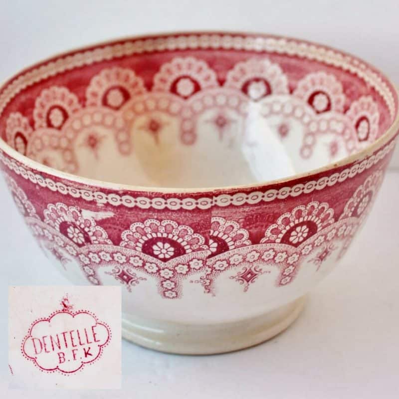 Red Transferware Bowl 5.75 in. diam x 3.5 in. high