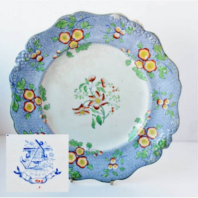 W R & C Blue Transferware Plate