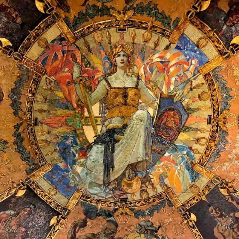 Goddess of War on ceiling in Governor's reception room or War Room