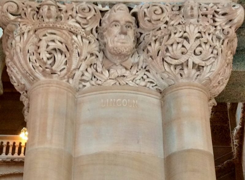 Lincoln's face carved in million dollar staircase nys capitol 