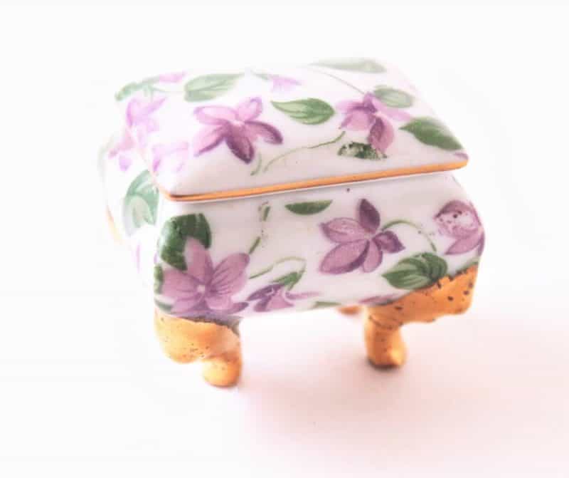 Vintage Ceramic Purple Flower Trinket Dish made in japan