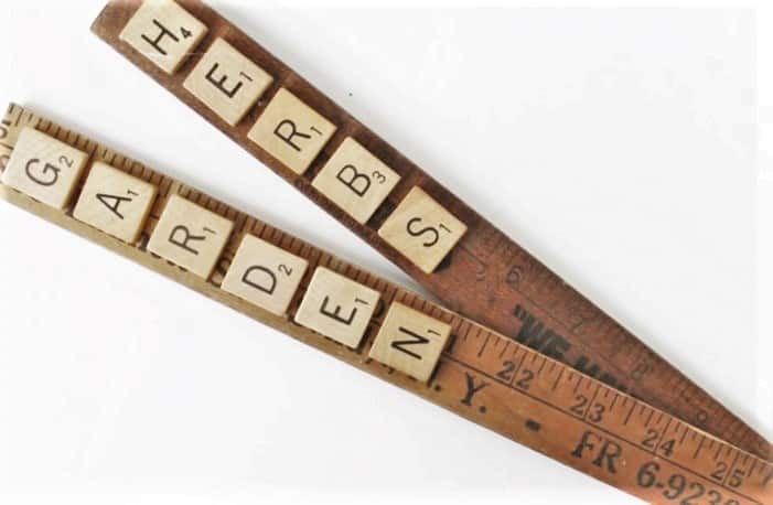 Vintage yardstick & scrabble diy garden markers