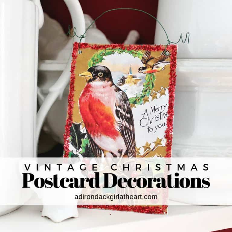 Vintage Christmas Postcard Decorations adirondackgirlatheart.com