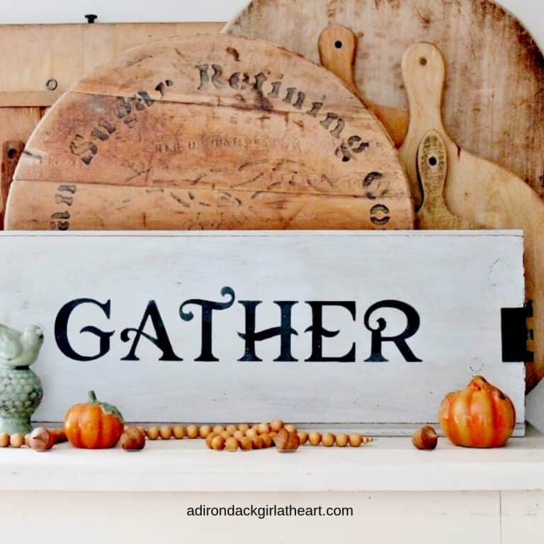 Scrap wood farmhouse Gather sign adirondackgirlatheart.com