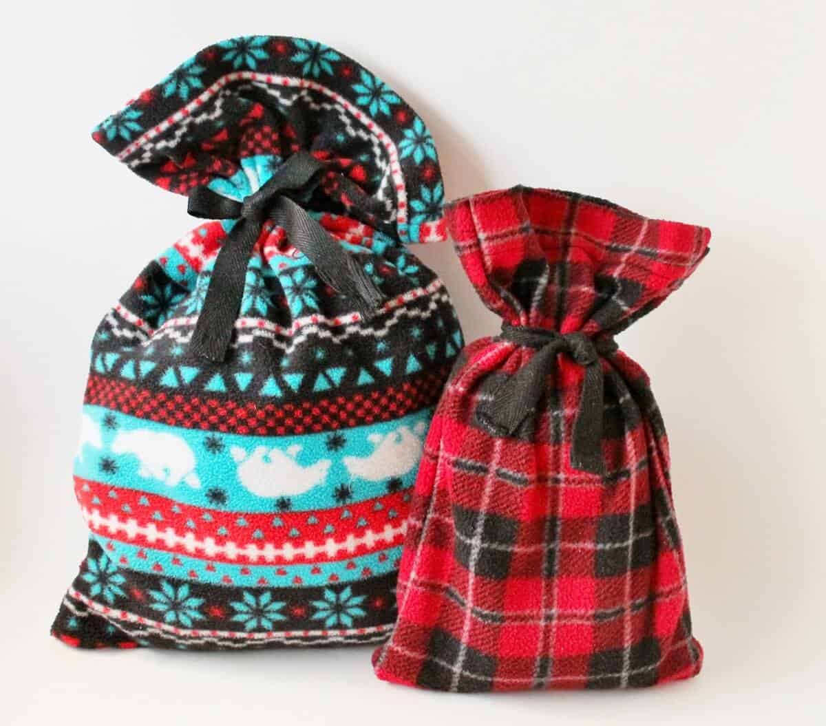 Holiday Pillows & Gift Bags [From Pajama Bottoms!] • Adirondack Girl
